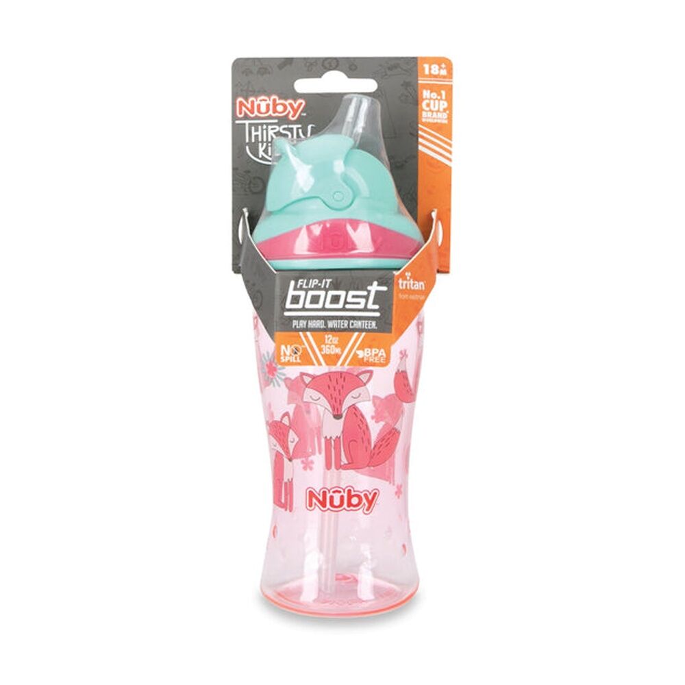 Nuby Tritan Boost Flip It Cup Soft Silicone Straw 360ml Multicolour 12m+