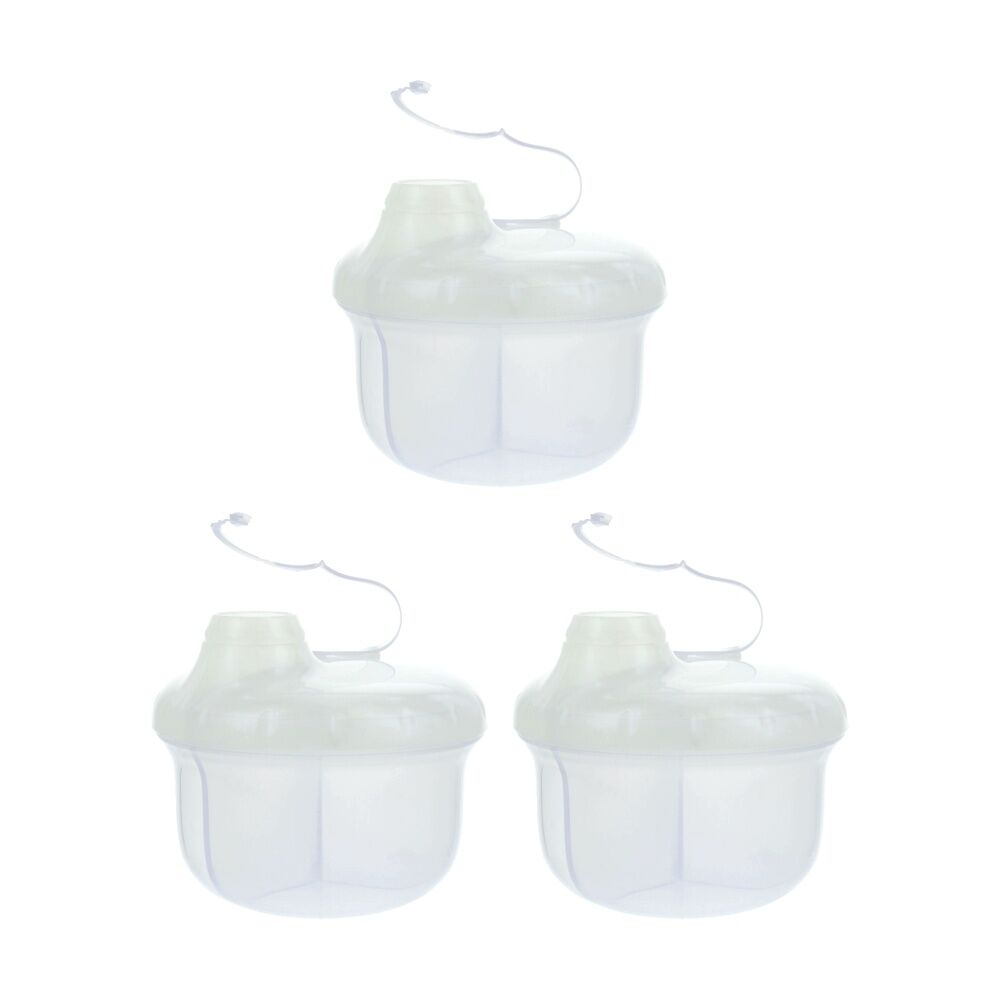 3x Nuby Powder Formula Dispenser 3 Compartment Easy Pour Spout Clear