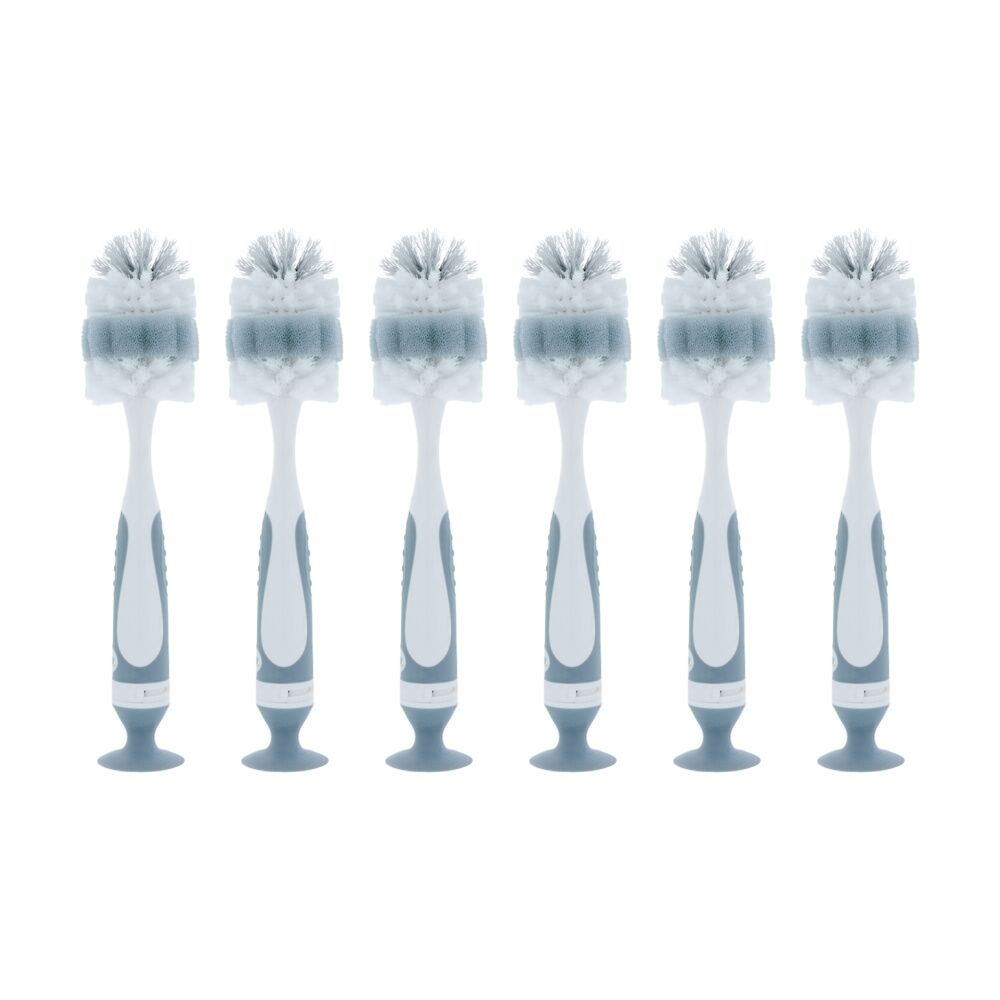 6x Nuby Baby Bottle & Teat Brush Cleaning Tool Two In One Design Assorted