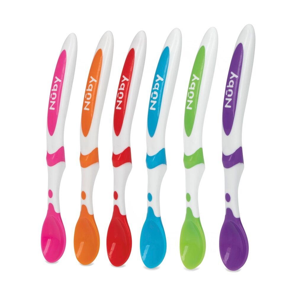 3x 6pc Nuby Baby/Infant Weaning Spoons Soft Tip Gentle On Gums Multicolour
