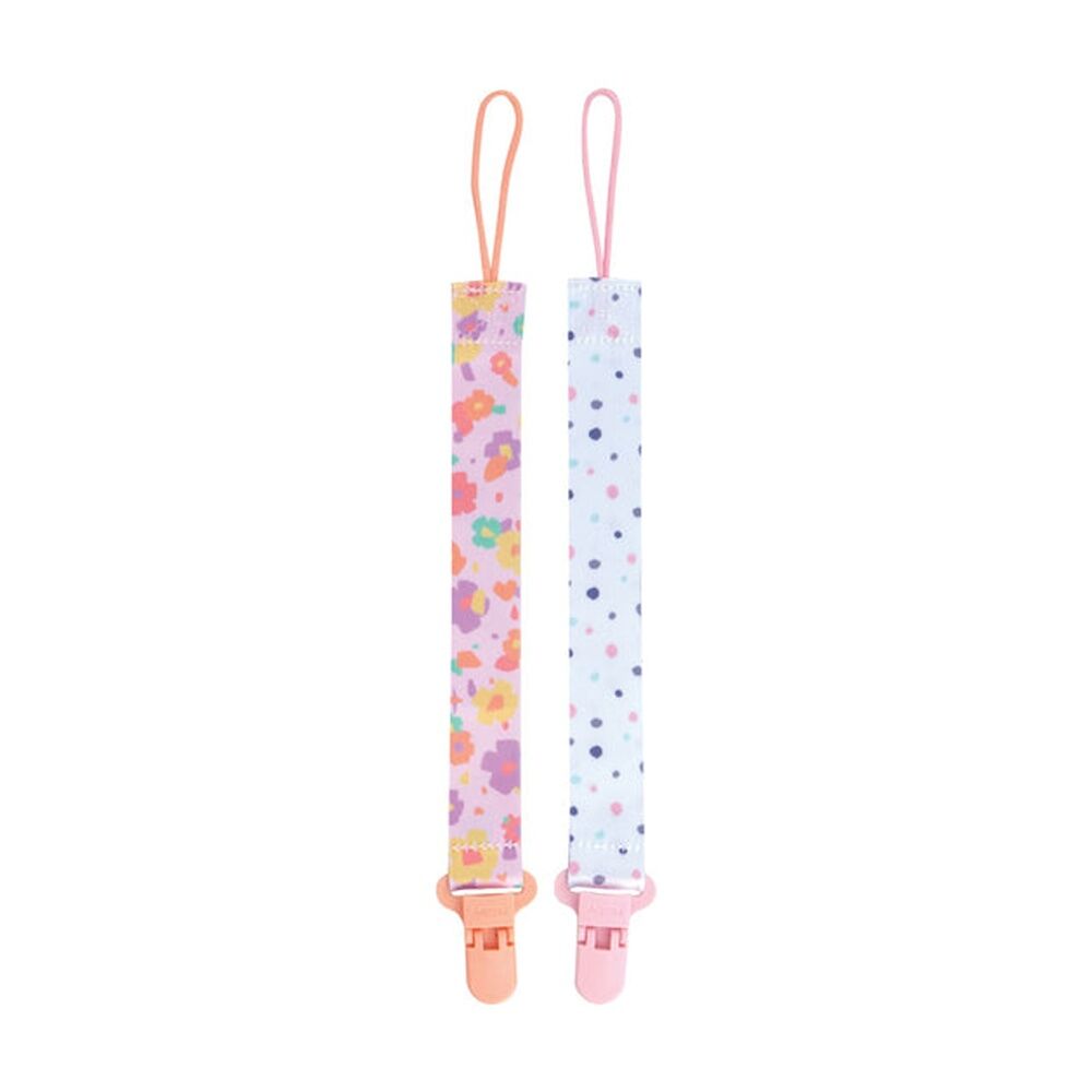 4x 2pc Nuby Printed Fabric Pacifinder Baby Pacifier Clips Multicolour 0m+