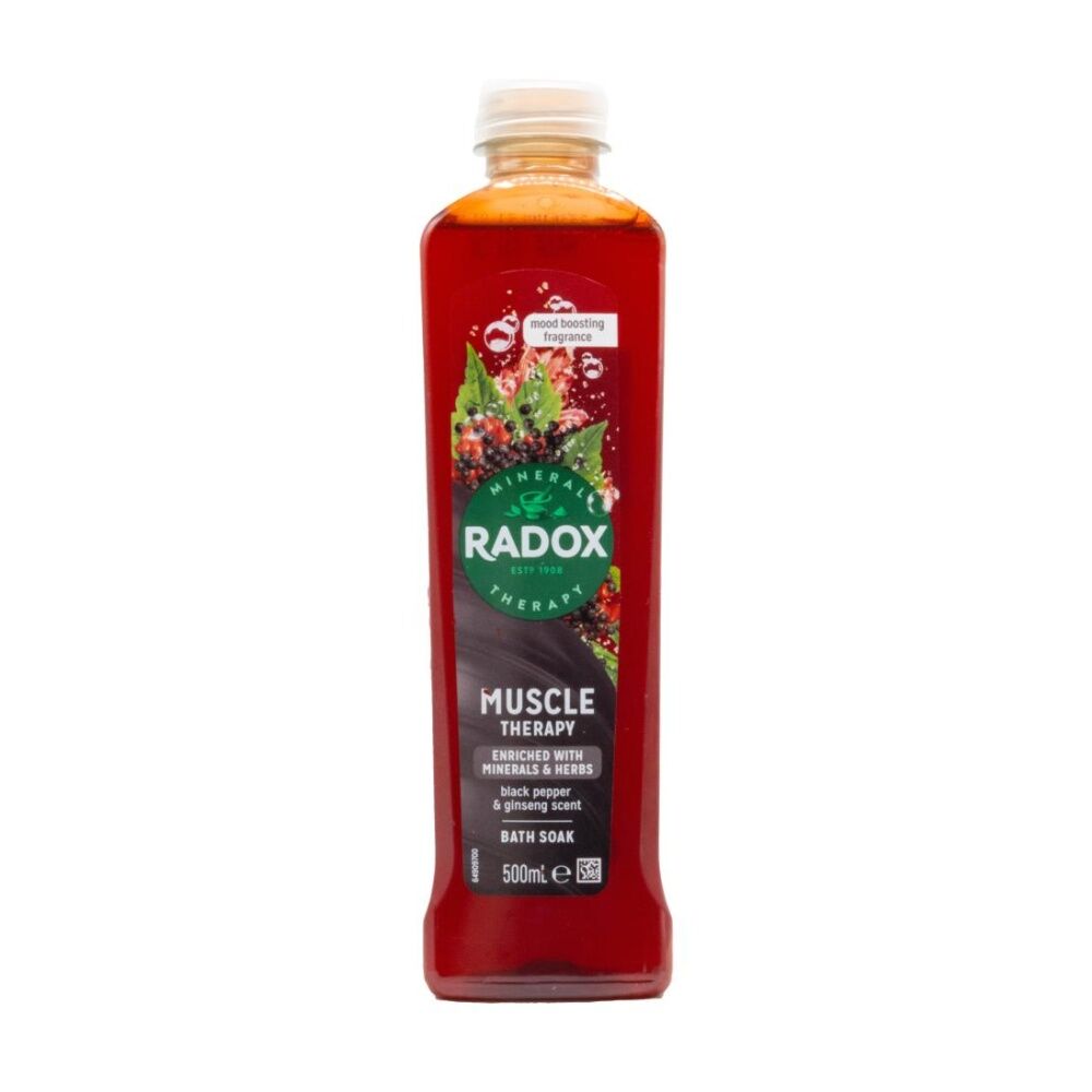 12PK Radox Muscle Therapy Bath Soak Black Pepper & Ginseng Scent 500ml