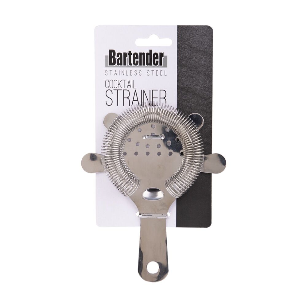 6PK Bartender Stainless Steel Cocktail Strainer Hawthorne Style W/ Coiled Spring
