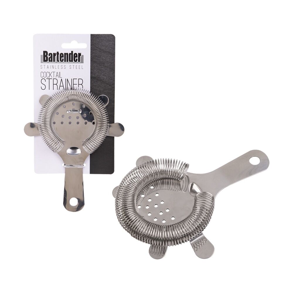 6PK Bartender Stainless Steel Cocktail Strainer Hawthorne Style W/ Coiled Spring
