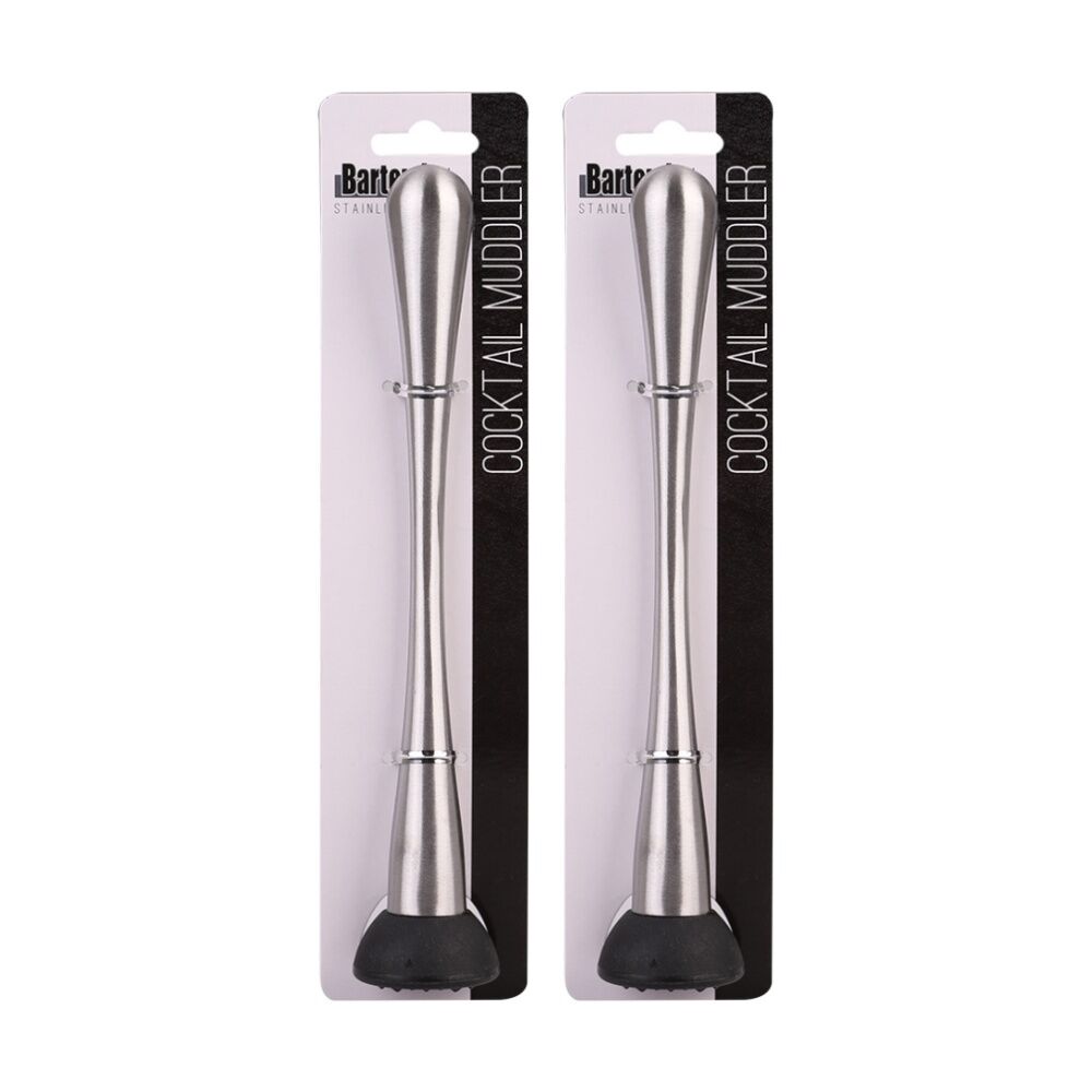 2PK Bartender Stainless Steel Cocktail Muddler W/ Scratch Resistant Head 22cm