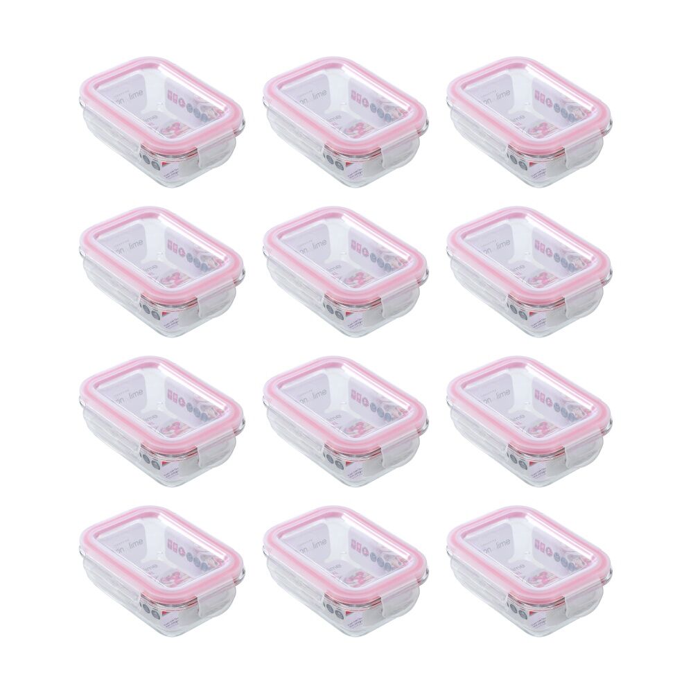 12PK Lemon And Lime Yorkshire Glass Clip Seal Reusable Food Container 370ml