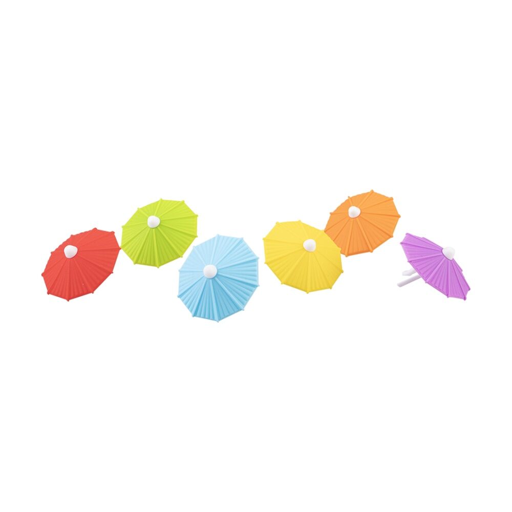 6x 6pc Bartender Reusable Drink Marker Parasol Clips Multi-Coloured