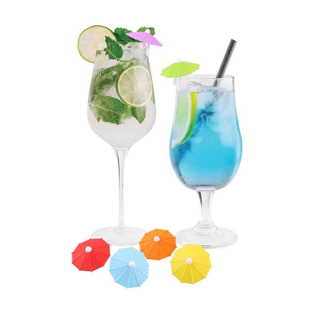 6x 6pc Bartender Reusable Drink Marker Parasol Clips Multi-Coloured