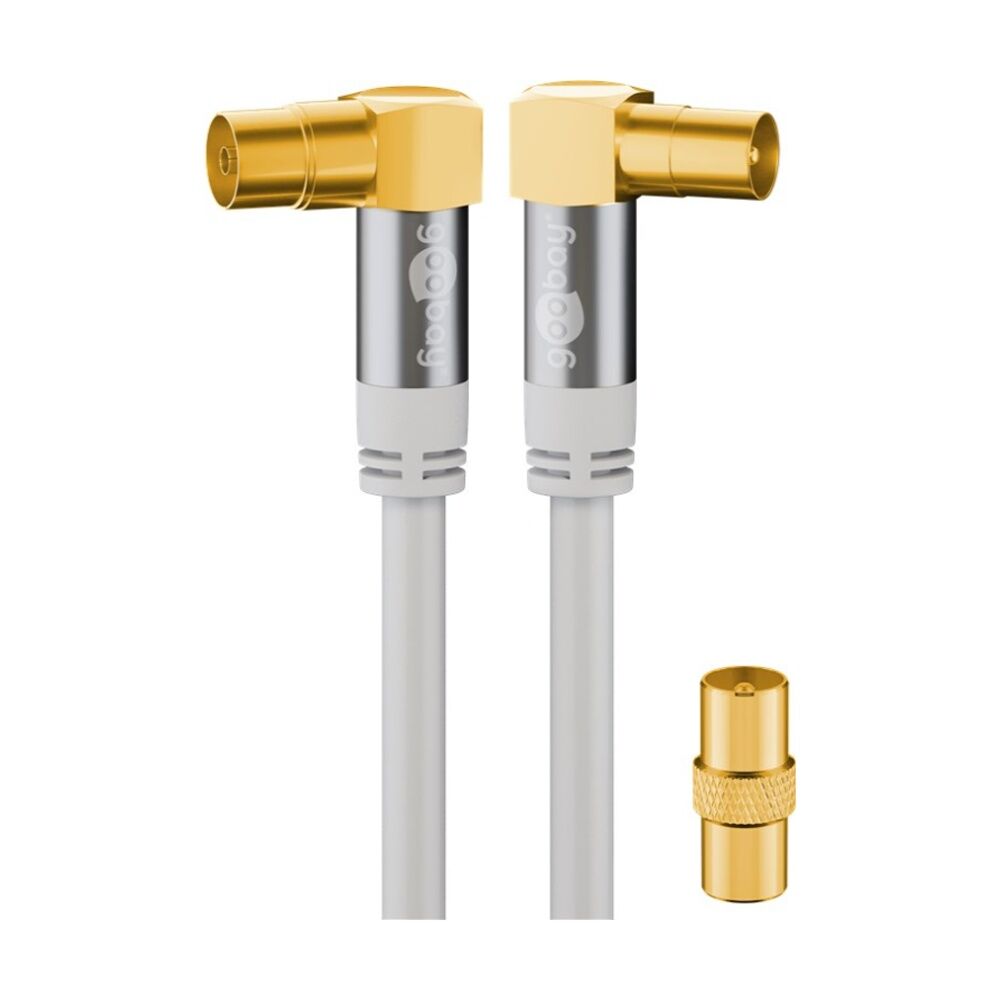 Goobay Antenna Cable 135 dB M/F with Adapter 1M Coaxial F-Type - White