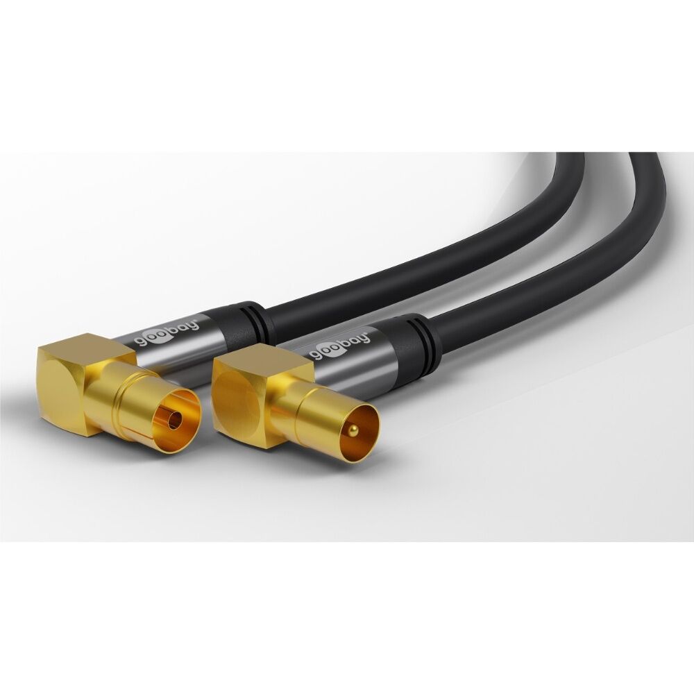 2PK Goobay Antenna Cable 135 dB M/F with Adapter 1M Digital TV Reception - Black