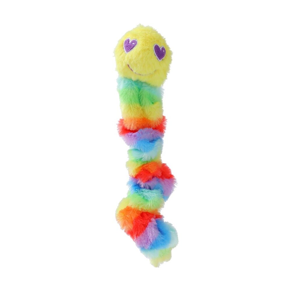 12x Paws And Claws Soft Stretchy Plush Worm Dog Chew/Cuddle/Tug Toy Rainbow