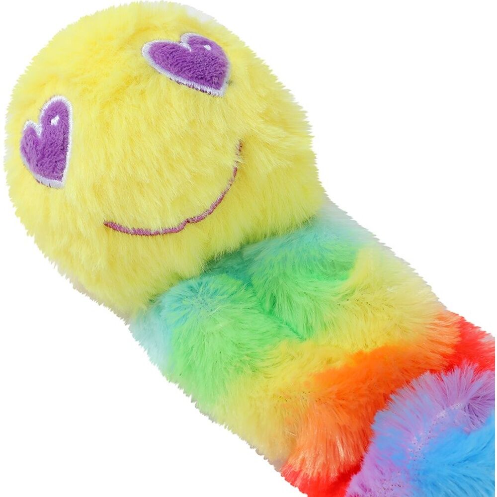 6x Paws And Claws Soft Stretchy Plush Worm Dog Chew/Cuddle/Tug Toy Rainbow