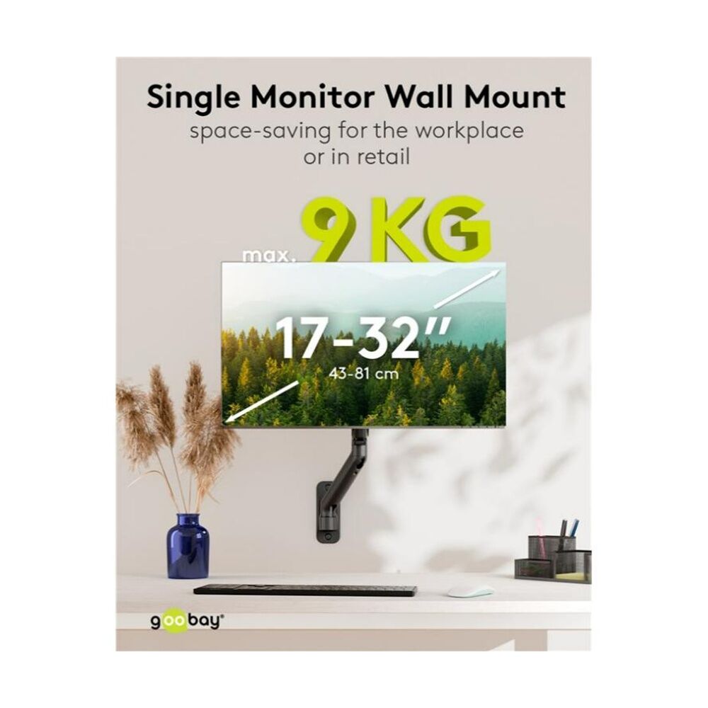 Goobay Monitor Mount Wallmount Single 17-32 Full Motion Arm - Black