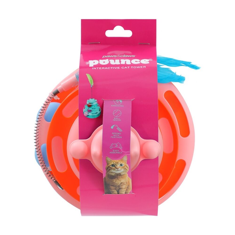 12x Paws And Claws Cat Tower Interactive Batting Play Toy 18x30cm Assorted
