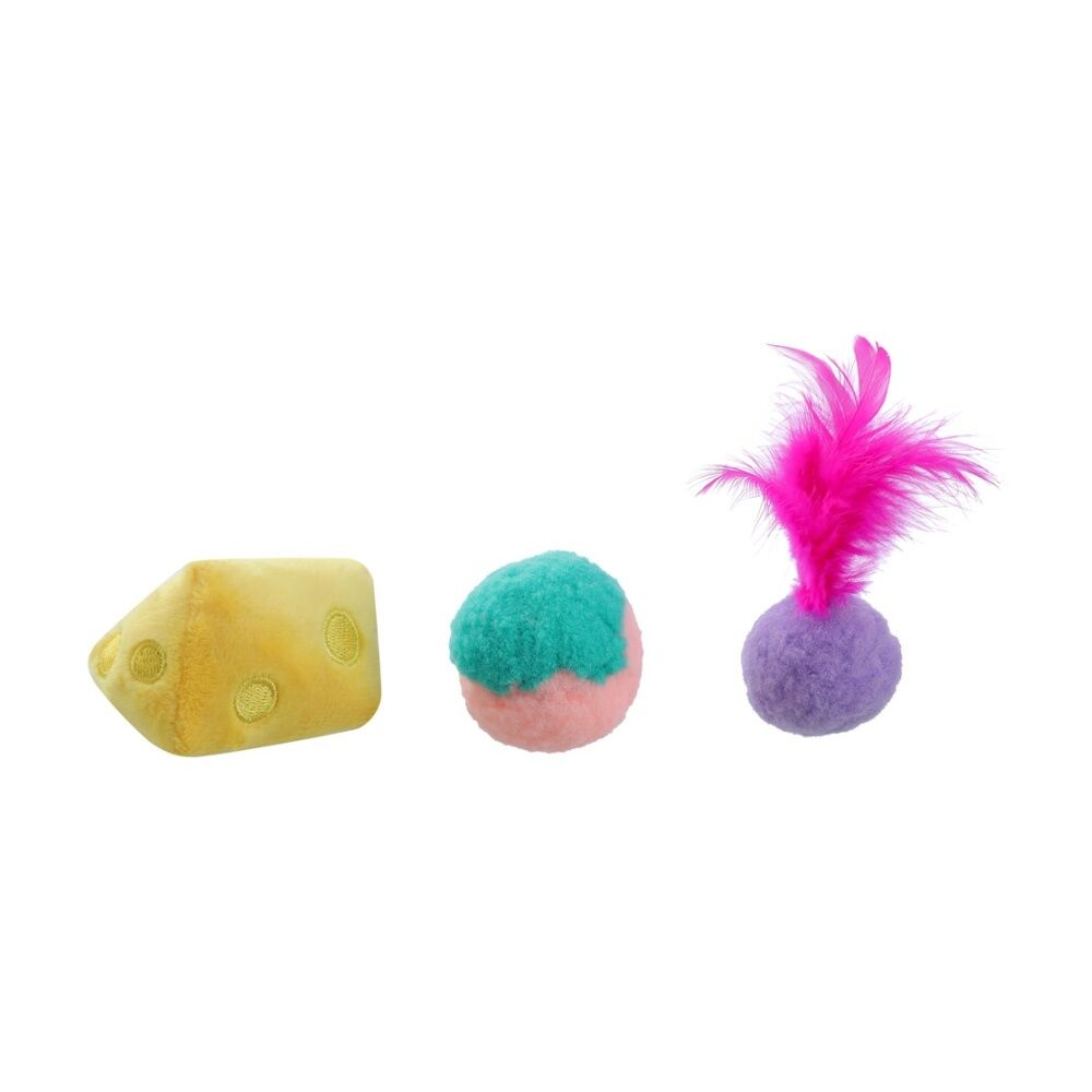 3x 15pc Paws And Claws Pet Cat Dangler/Batting/Pouncing Toy Play Set Multicoloured