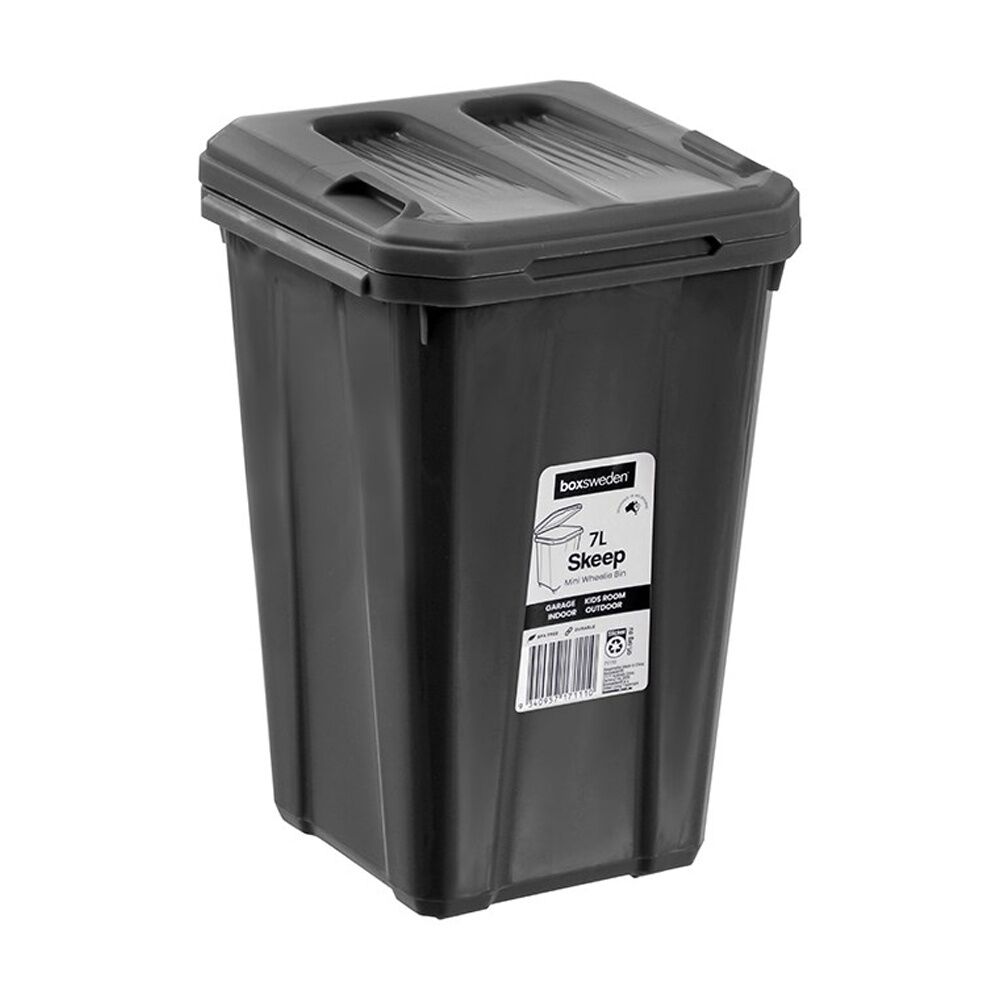 6x Boxsweden Skeep Indoor/Outdoor Durable Mini Wheelie Rubbish Bin 7L Assorted