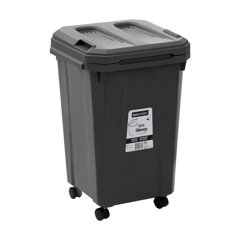 Boxsweden Skeep Indoor/Oudoor Durable Wheeled Wheelie Rubbish Bin 60L Assorted