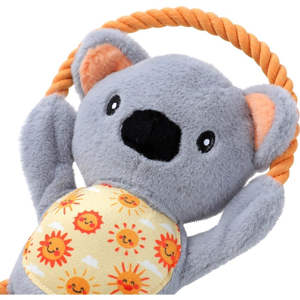 8PK Paws And Claws Plush Koala Double Rope Tugger Pet Dog Toy Squeak 32x15x7cm