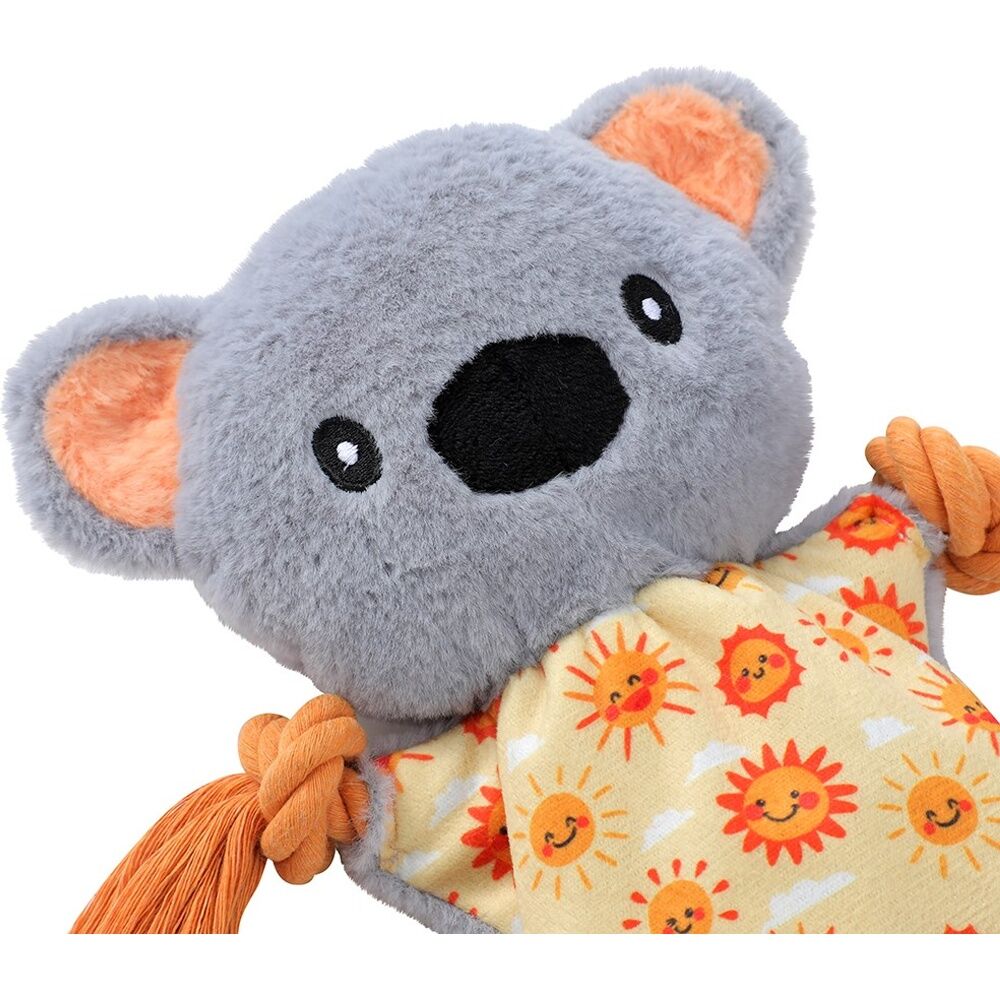 12PK Paws And Claws Plush Koala Tugger Pet Dog Toy Rope Squeak 27x27x1.5cm