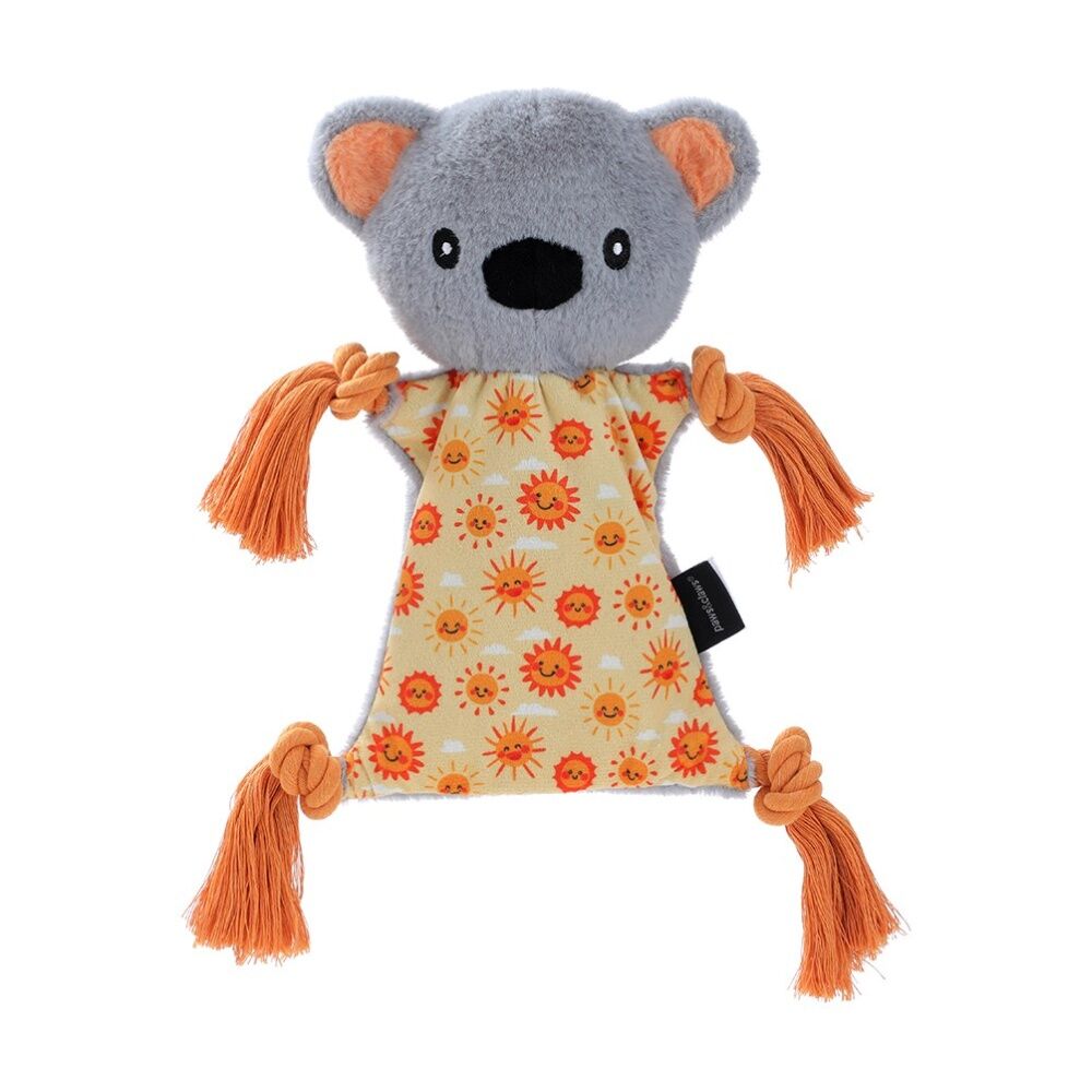 12PK Paws And Claws Plush Koala Tugger Pet Dog Toy Rope Squeak 27x27x1.5cm