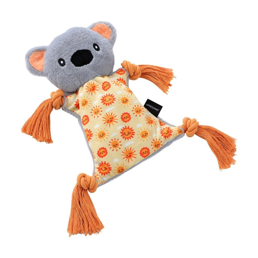 12PK Paws And Claws Plush Koala Tugger Pet Dog Toy Rope Squeak 27x27x1.5cm