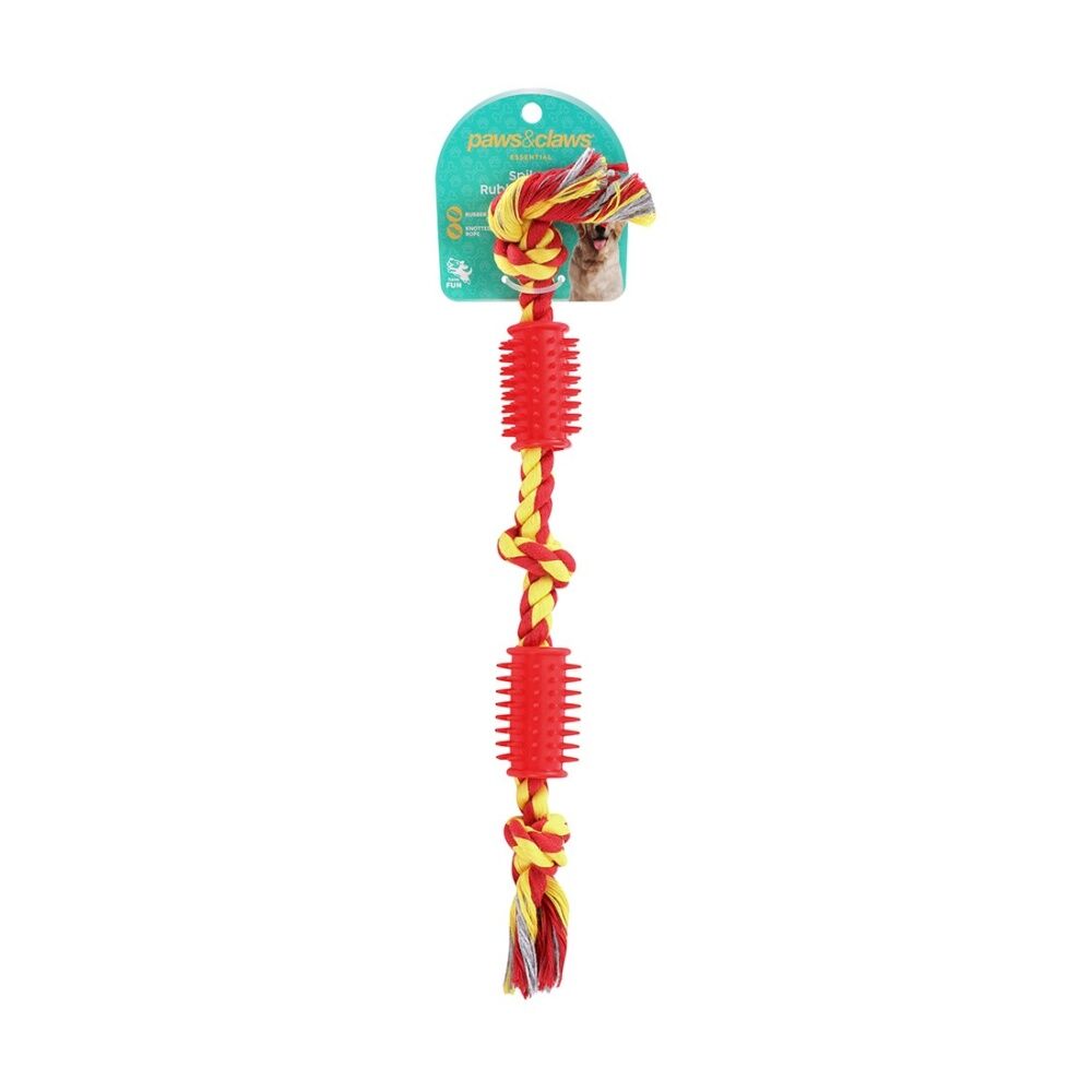 12x Paws And Claws Rope & Spikey Rubber Durable Pet Dog Tug/Chew/Fetch Toy Assorted
