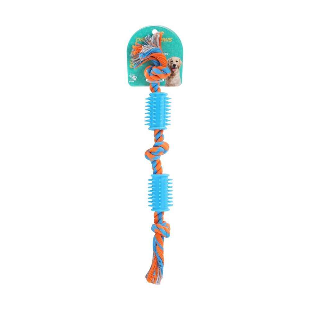 12x Paws And Claws Rope & Spikey Rubber Durable Pet Dog Tug/Chew/Fetch Toy Assorted