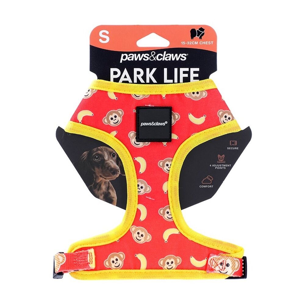 3PK Paws And Claws Park Life Printed Pet Dog Harness Assorted Small 15-32cm