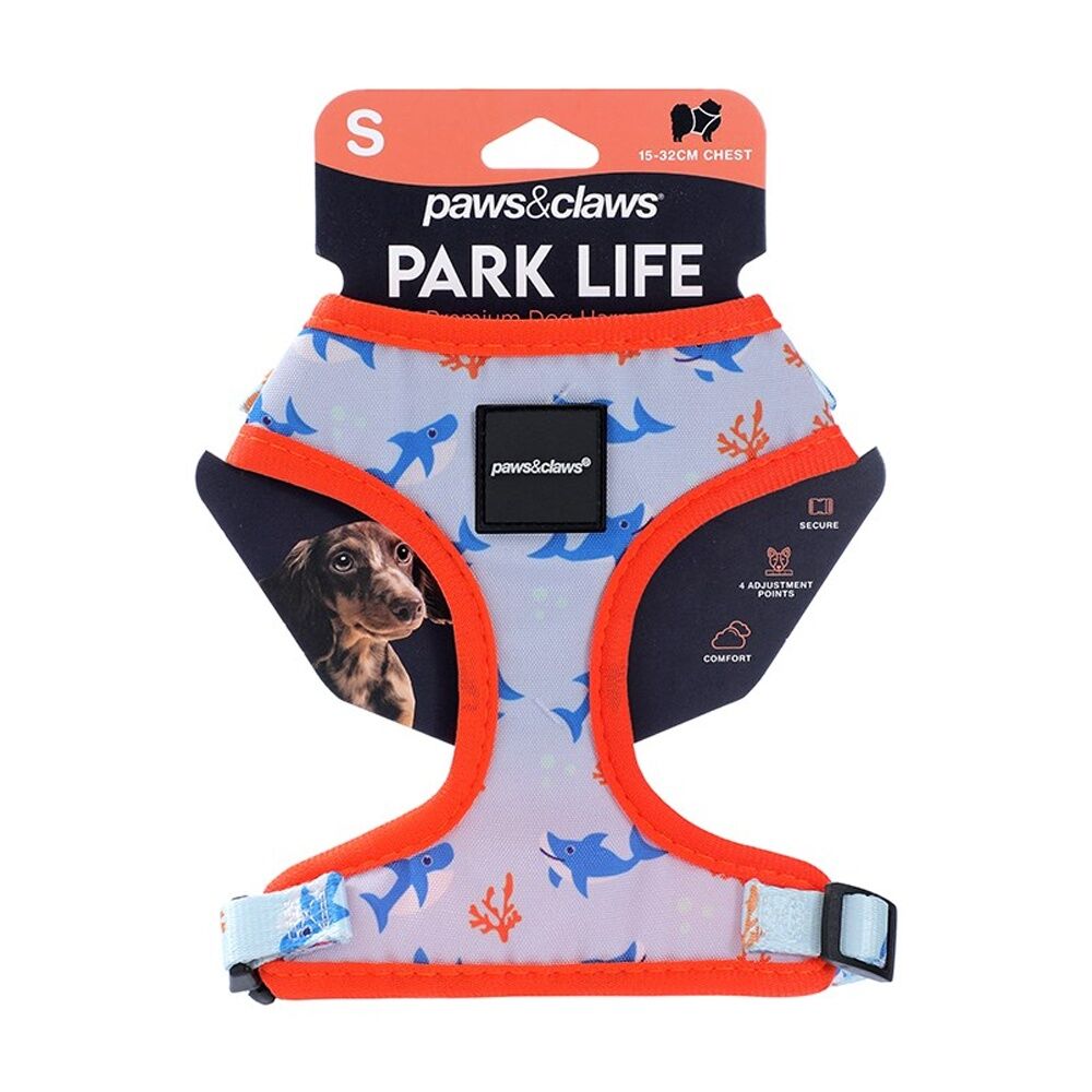 3PK Paws And Claws Park Life Printed Pet Dog Harness Assorted Small 15-32cm