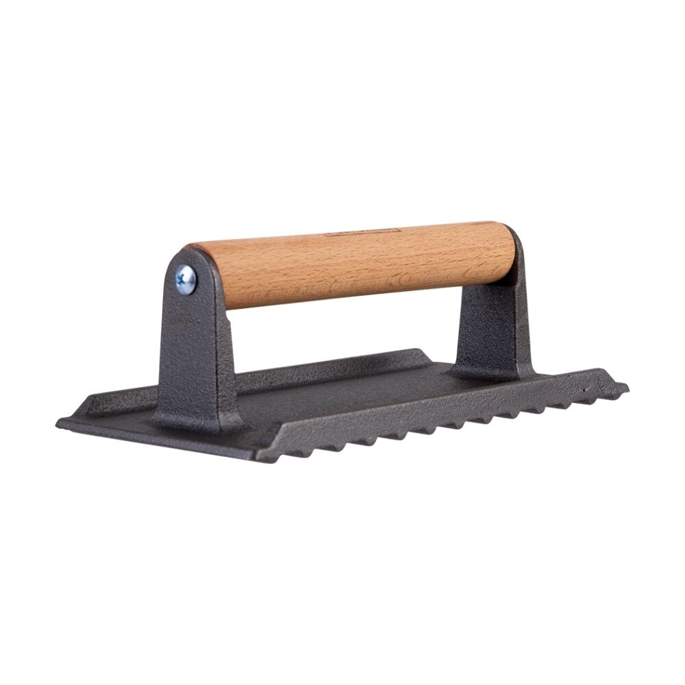 2PK Urban Grill Cast Iron Rectangle BBQ Press W/ Ridged Base 20.5x10.5cm