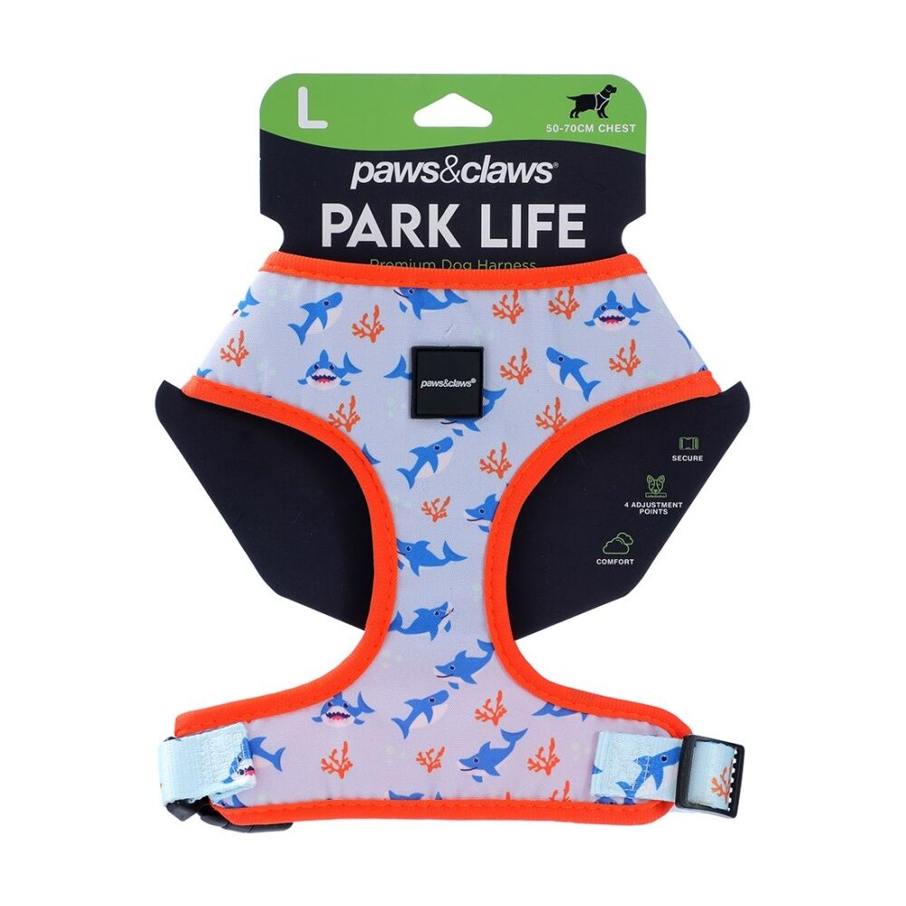 6PK Paws And Claws Park Life Printed Pet Dog Harness Assorted Large 50-70cm