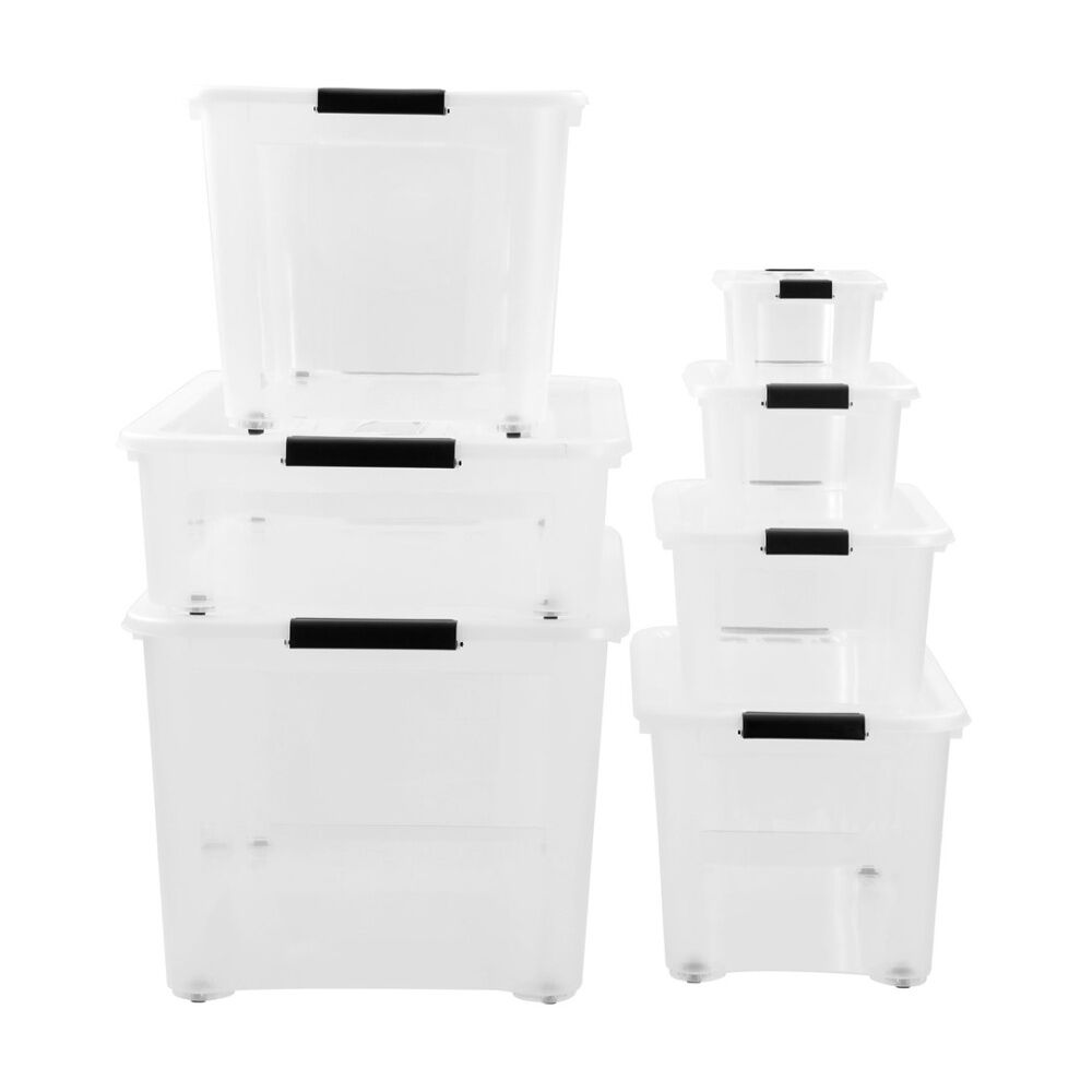 10PK Boxsweden Stow Storage Organisation Clear Container 40.5x29.5x18.5cm 15L