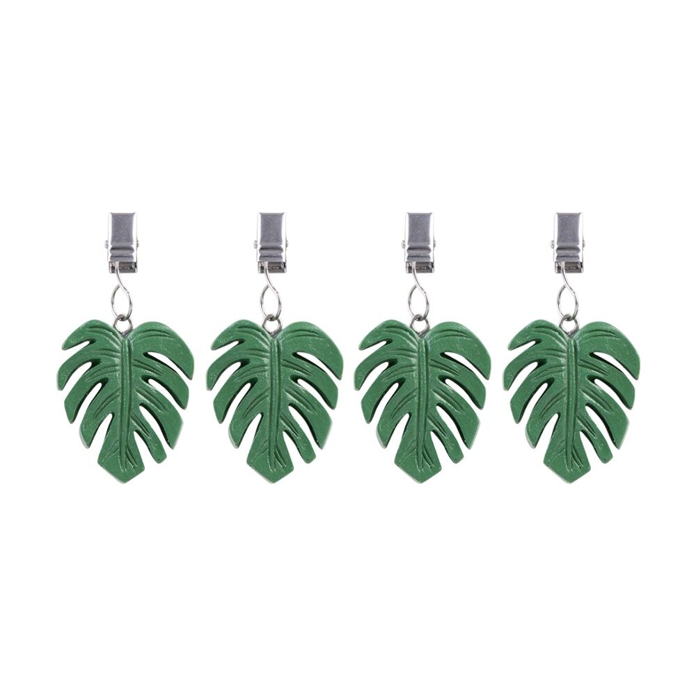 2x 4pc Alfresco Lane Outdoor Tablecloth Weights Set Monstera Leaf Green