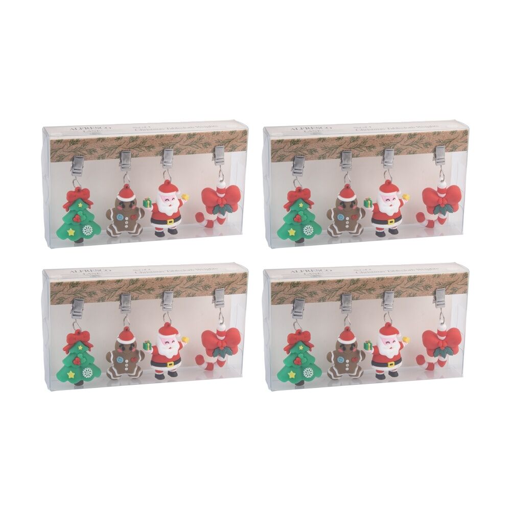 4x 4pc Alfresco Lane Outdoor Tablecloth Weights Set Festive Design Christmas
