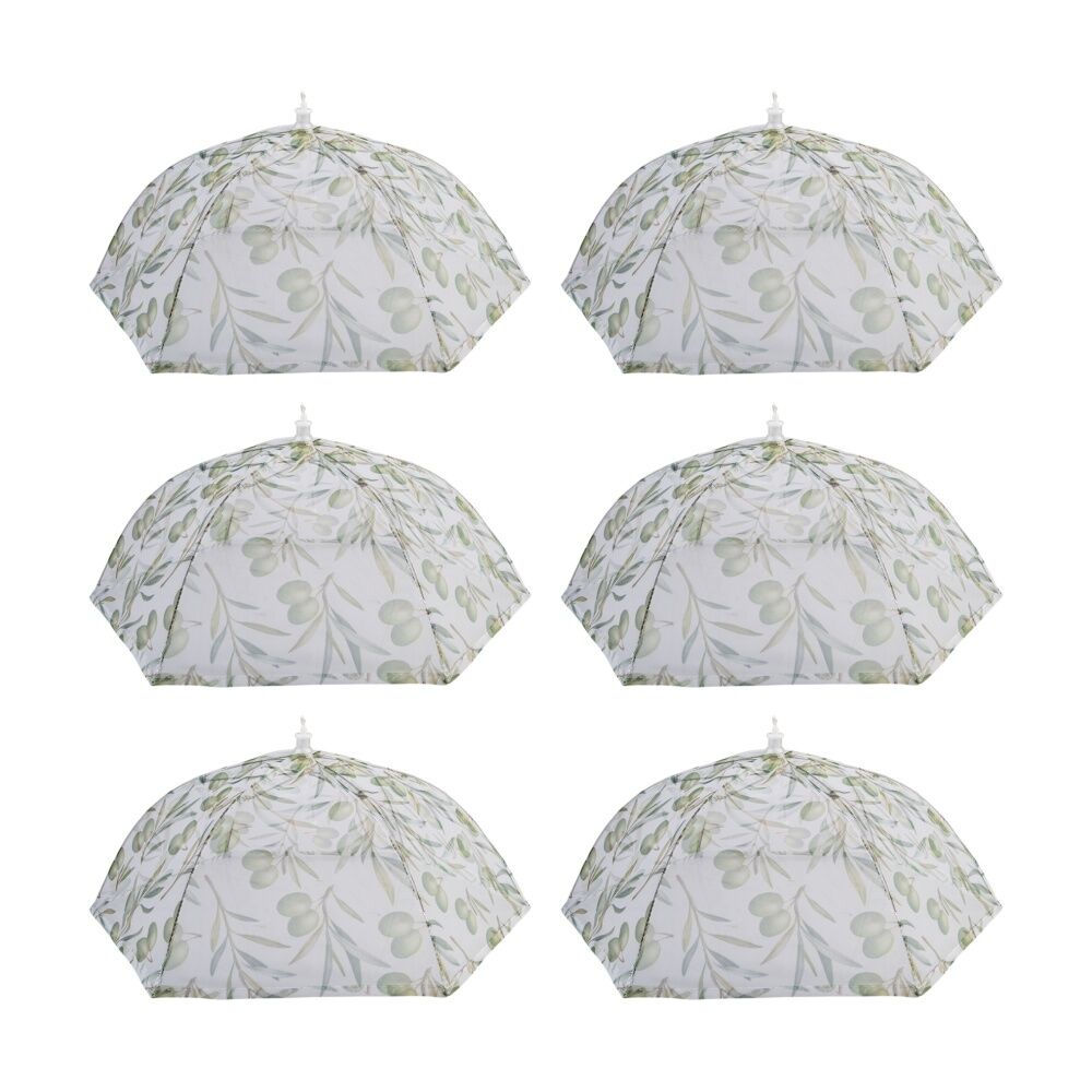 6PK Alfresco Lane Pop-Up Round Nylon Net Food Cover 40cm Diameter Olives