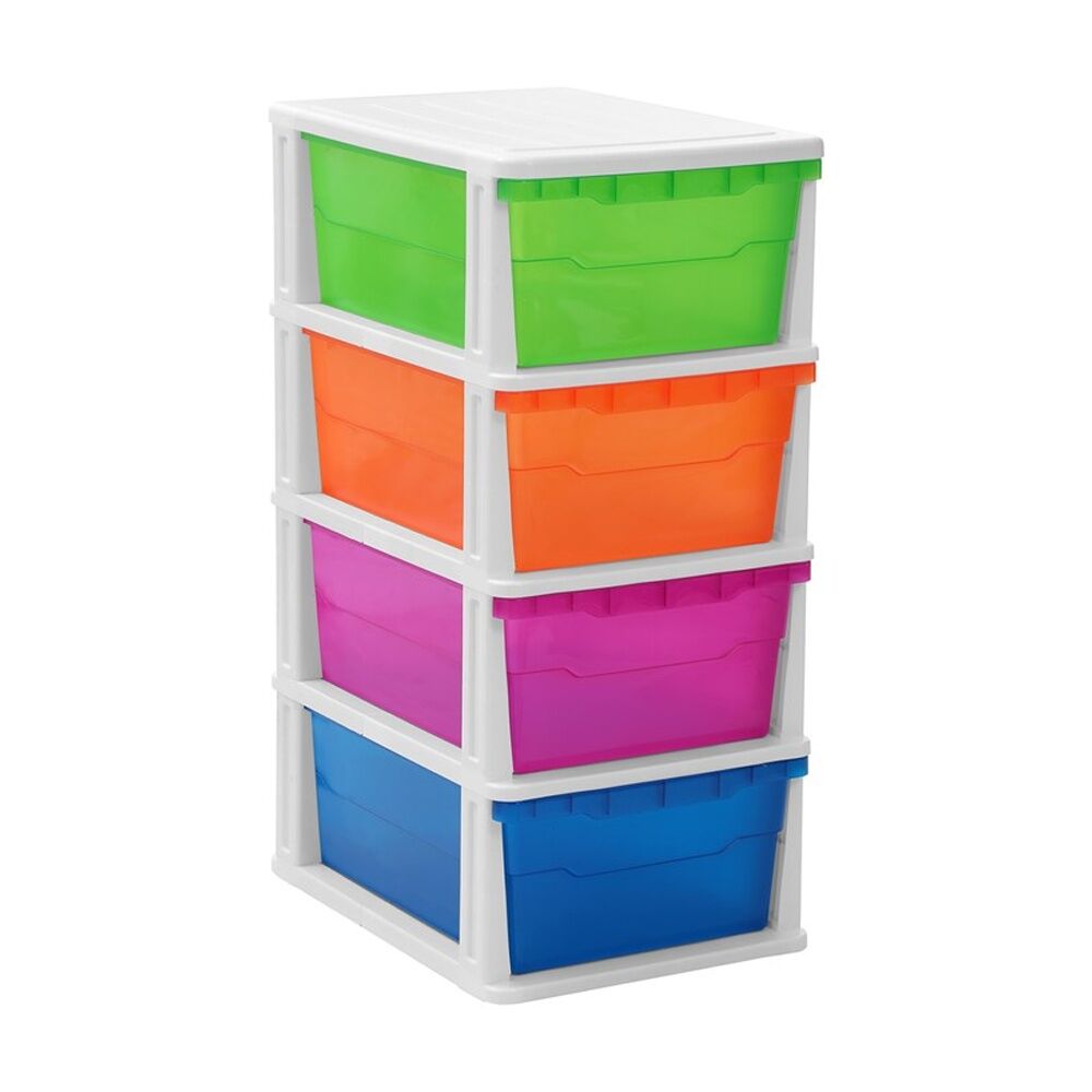 2x Boxsweden Stakit 4 Drawer Organisation Storage Unit 31.5x43x70cm Multicolour