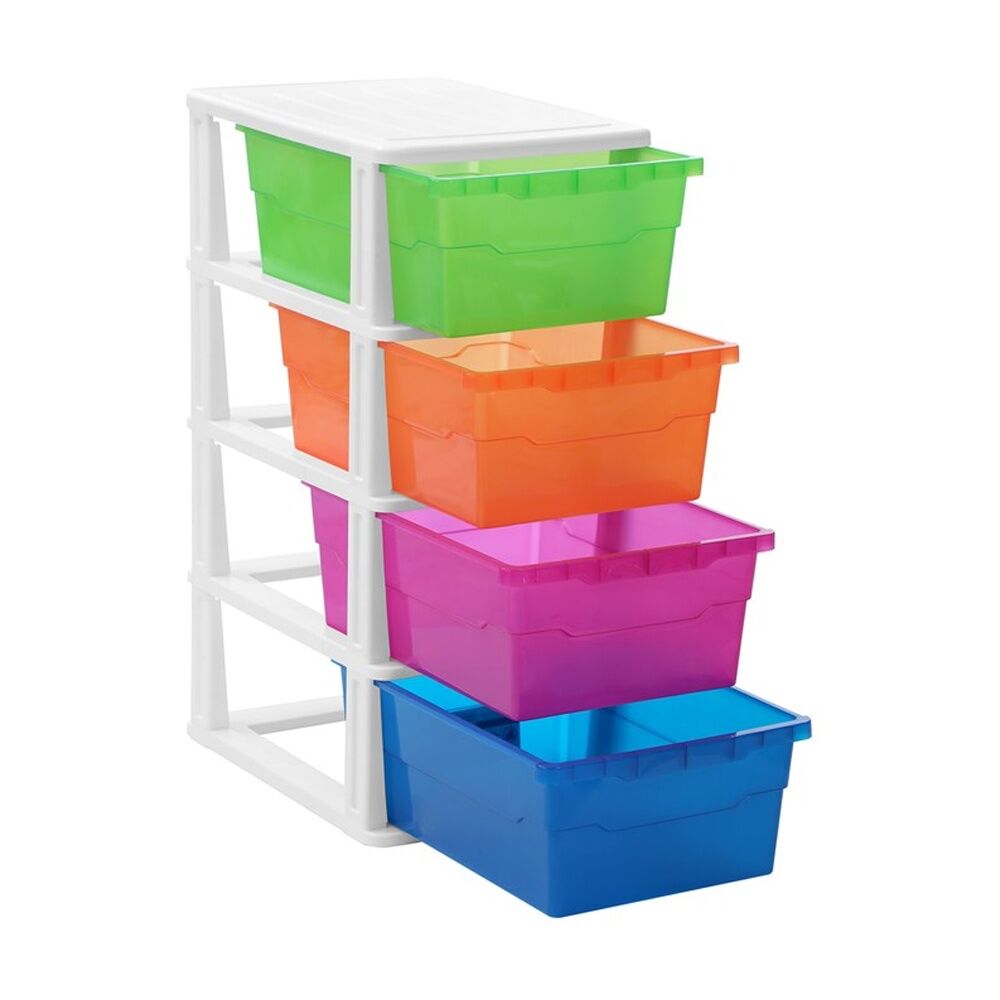 2x Boxsweden Stakit 4 Drawer Organisation Storage Unit 31.5x43x70cm Multicolour