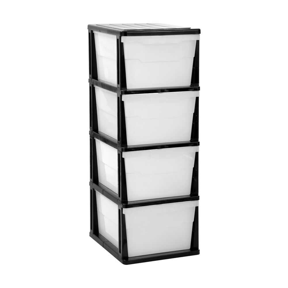 Boxsweden Stakit Mega 4 Drawer Organisation Storage Unit 38x48x103cm Black/White