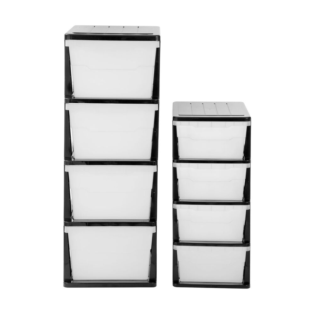 Boxsweden Stakit Mega 4 Drawer Organisation Storage Unit 38x48x103cm Black/White