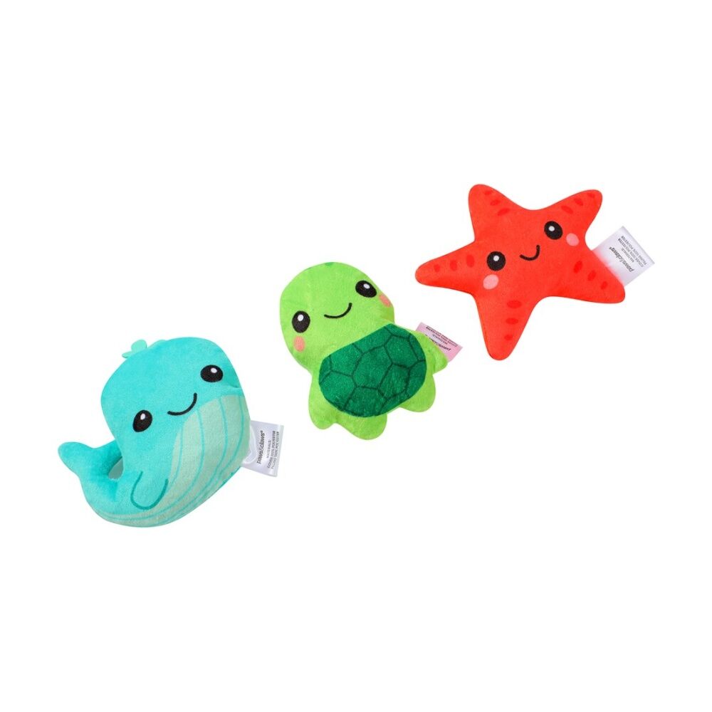 6x 3pc Paws And Claws Squeaky Squad Mini Plush Pet Dog Toys Assorted 7.5x9cm