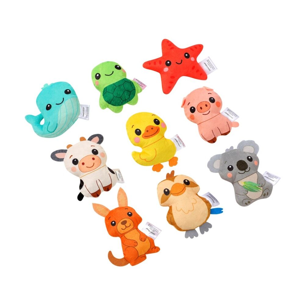 6x 3pc Paws And Claws Squeaky Squad Mini Plush Pet Dog Toys Assorted 7.5x9cm