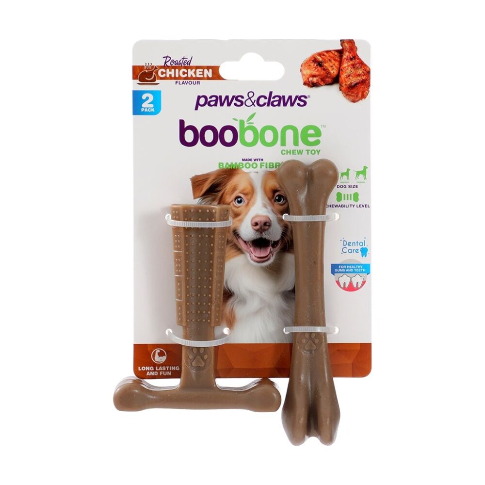 12x 2pc Paws And Claws Boobone Small Tbone & Bone Dog Chew Toy Set Chicken/Beef