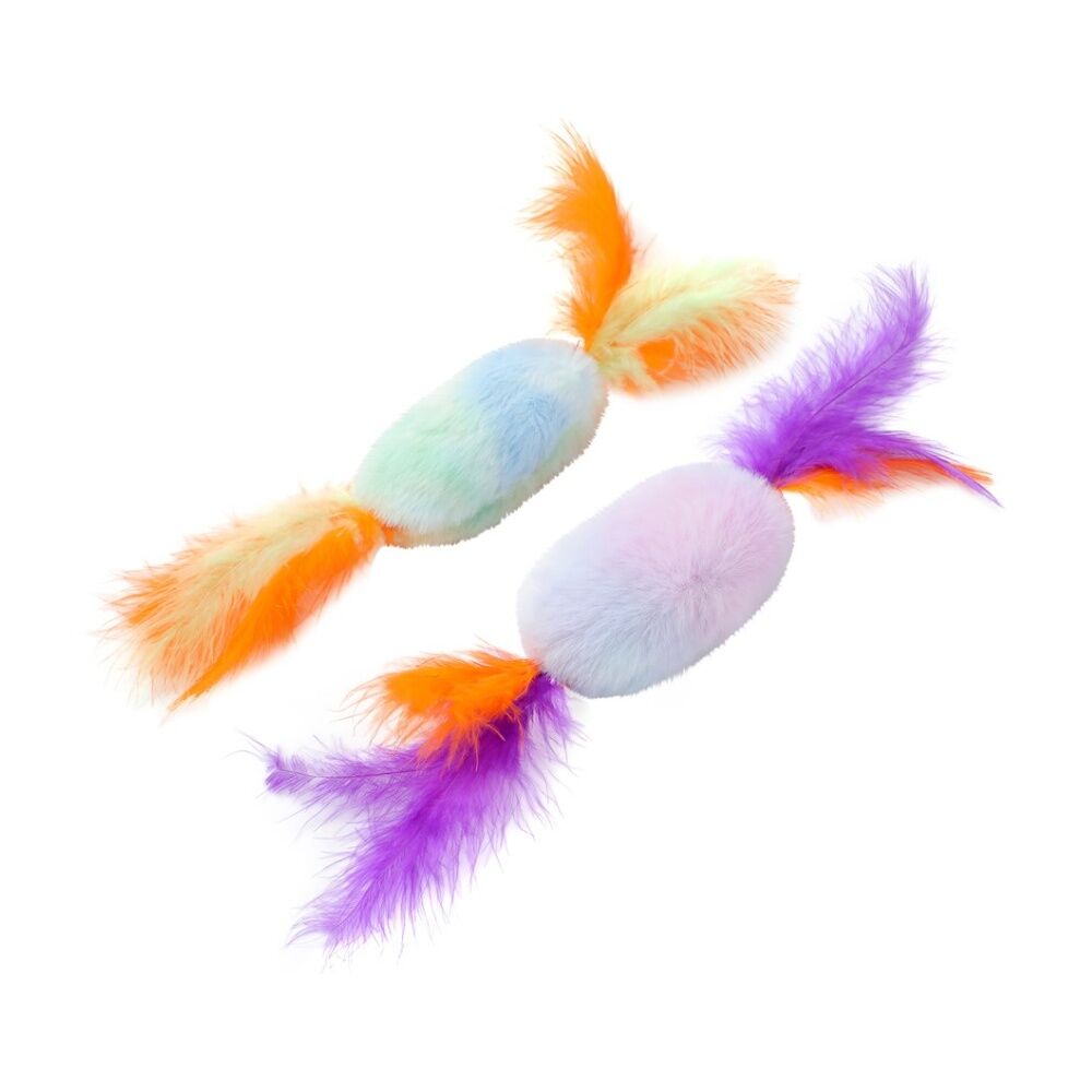 6PK Paws And Claws Pounce Plush Candy Cat Toy 9x3.5x2cm Assorted Colours