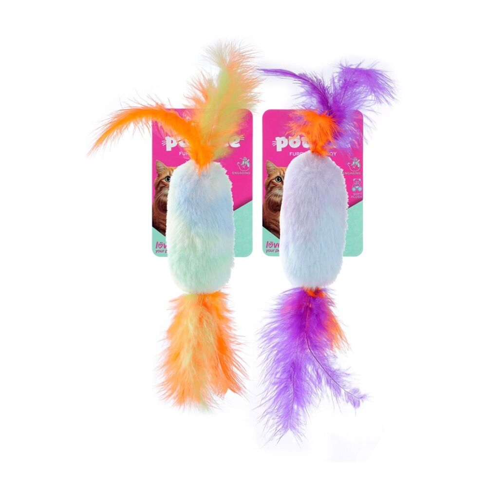 6PK Paws And Claws Pounce Plush Candy Cat Toy 9x3.5x2cm Assorted Colours