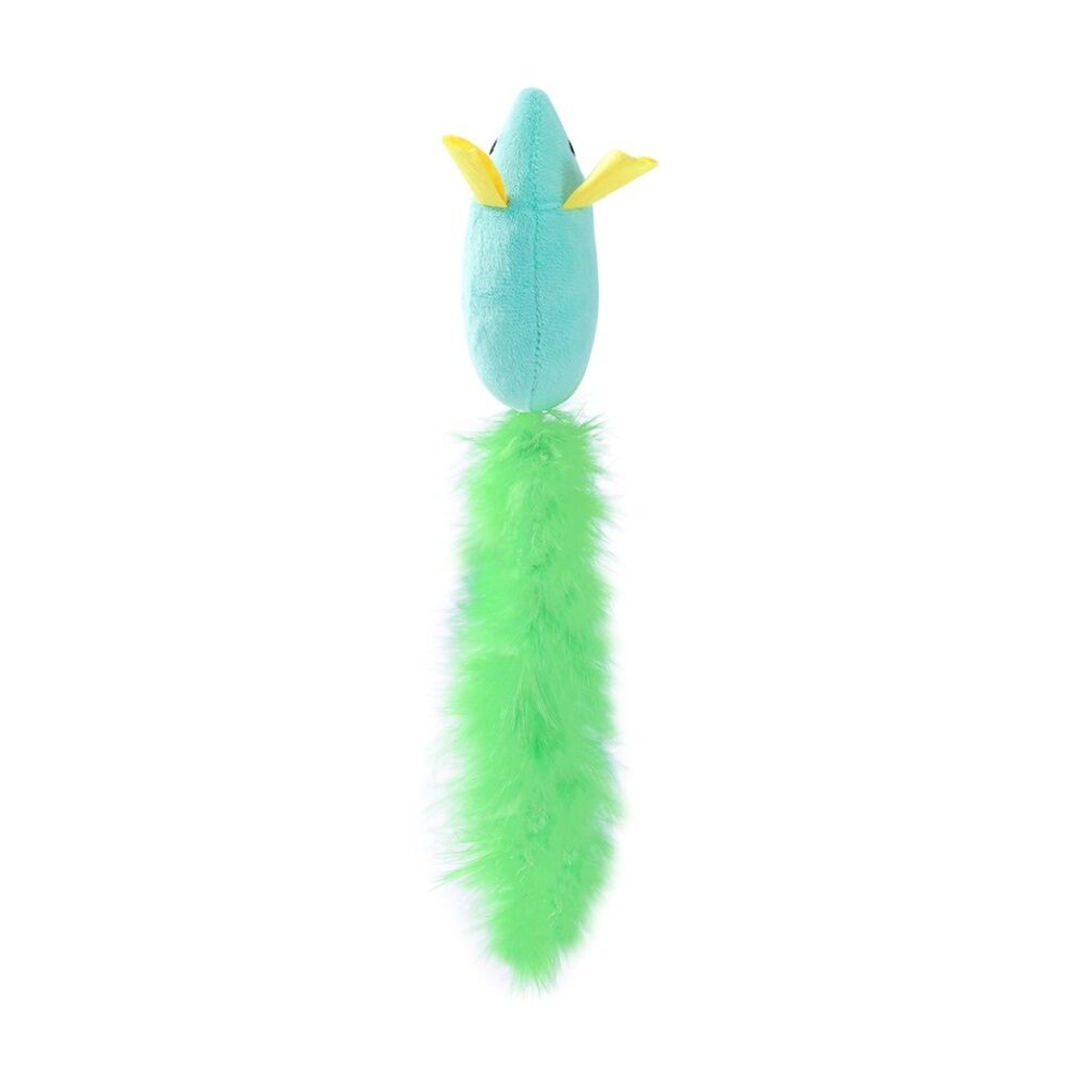 12PK Paws And Claws Pounce Long Tail Mouse Plush Pet Cat Toy Assorted 12x3x4.5cm