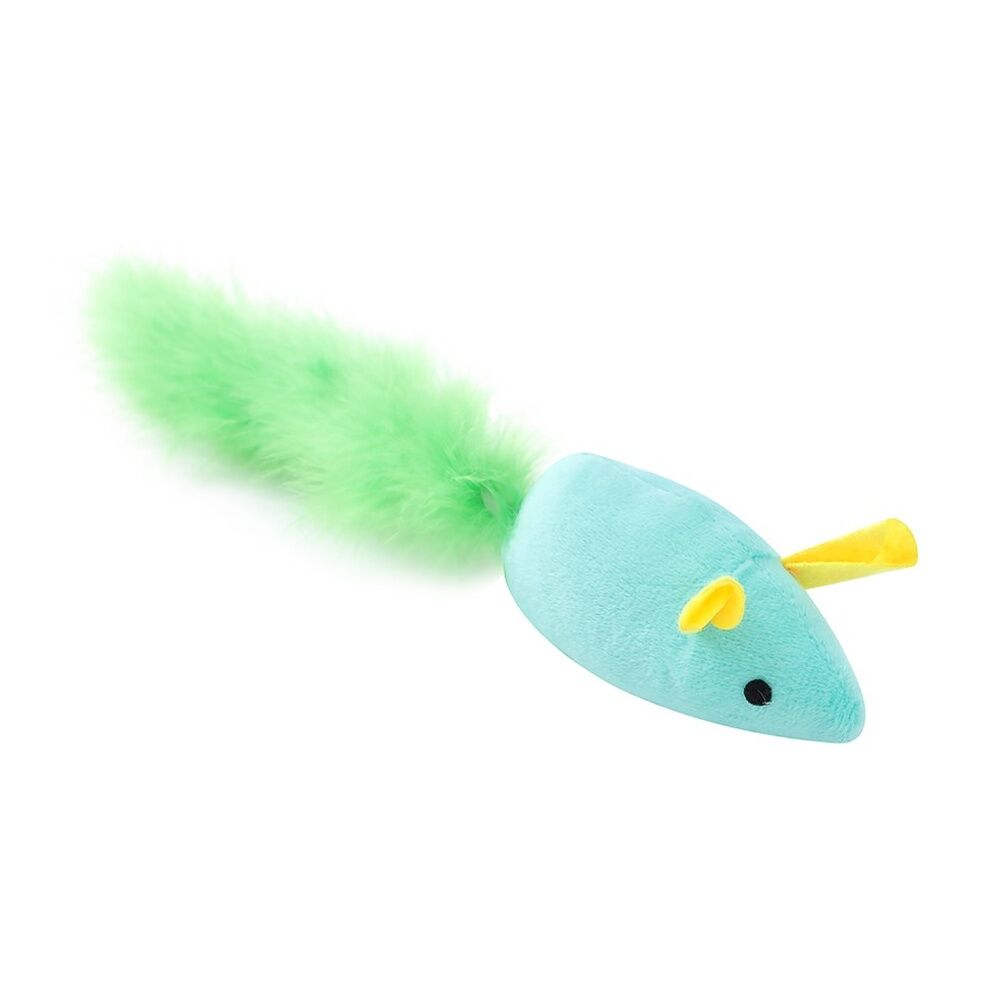 12PK Paws And Claws Pounce Long Tail Mouse Plush Pet Cat Toy Assorted 12x3x4.5cm