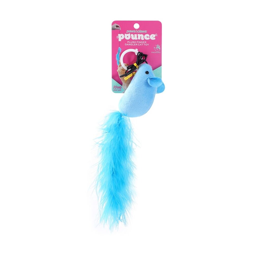 12PK Paws And Claws Pounce Plush Finger Dangler Pet Cat Toy Boa Assorted 4x54cm