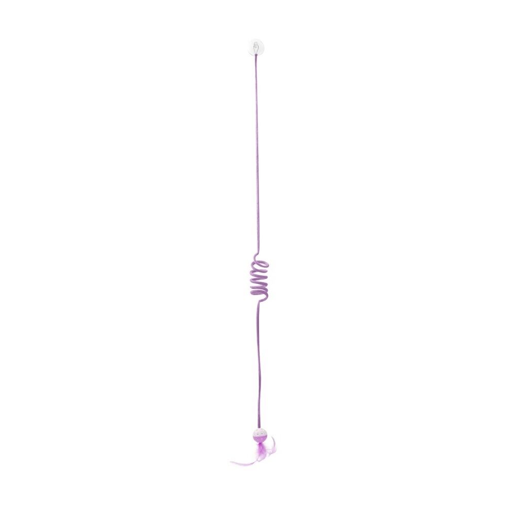 12x Paws And Claws Springing Cat Toy W/ Suction Feather Ball 95x4.5x4.5cm Assorted