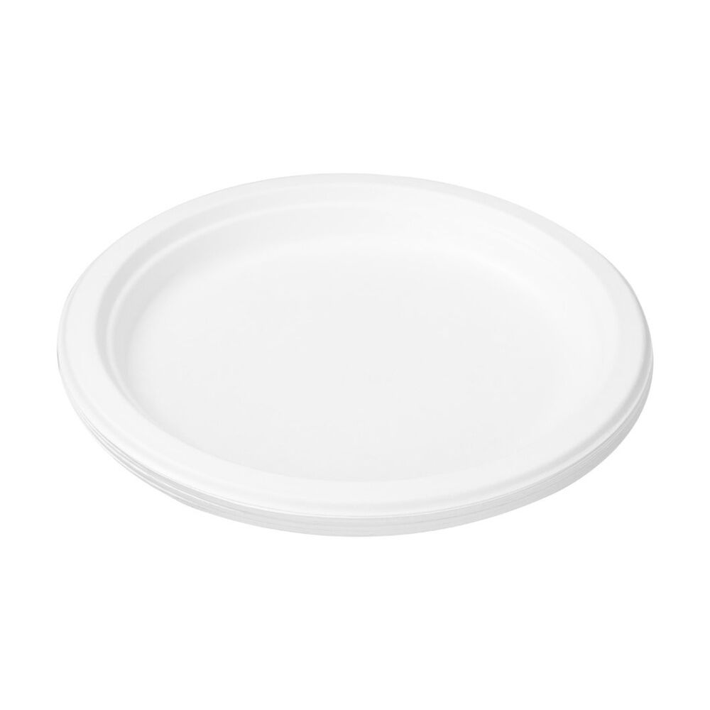 24x 12pc Lemon And Lime Sugarcane Dinner Plate Biodegradable White 23cm