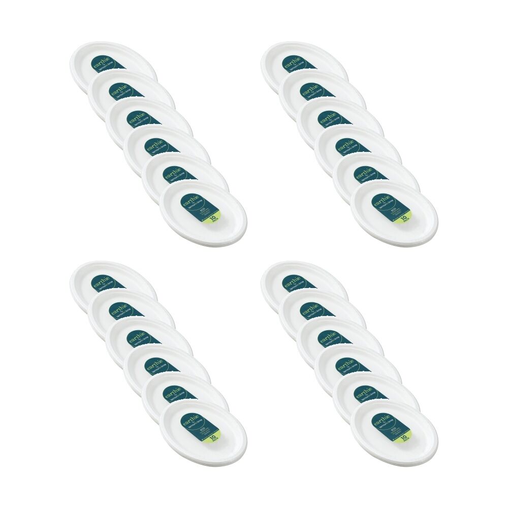 24x 10pc Lemon And Lime Sugarcane Oval Plate Biodegradable White 26x20cm